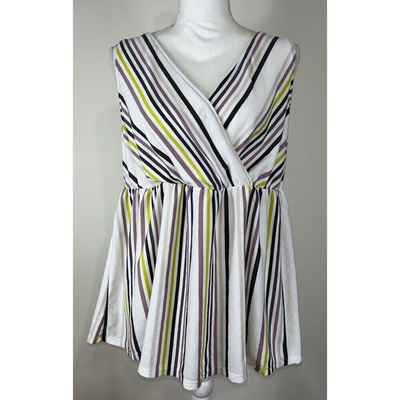 Torrid Plus Size Striped Sleeveless Babydoll Blouse Size 1X (14/16) - Picture 2 of 13